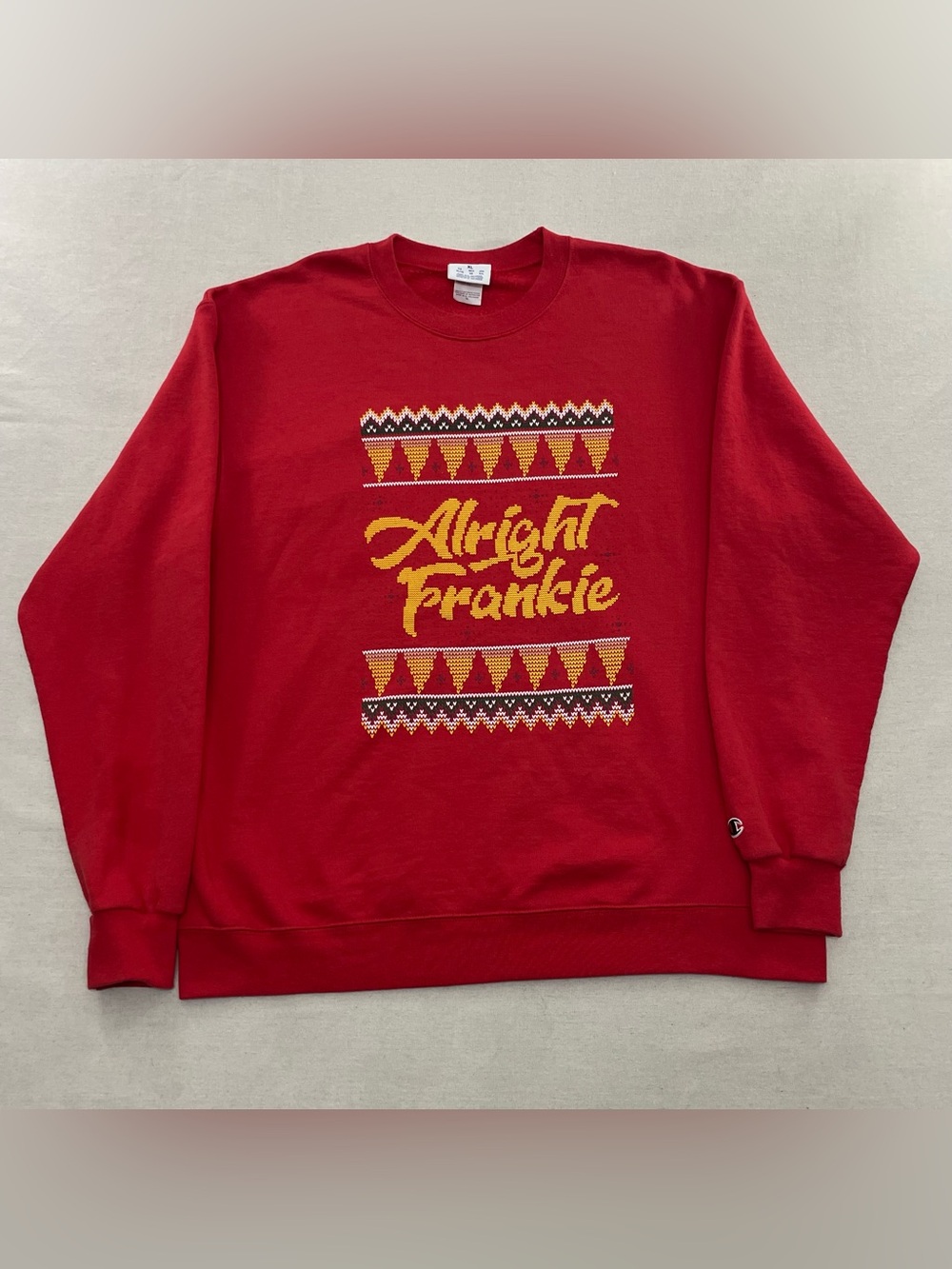 Champion Barstool Sports Alright Frankie Christmas Holiday Sweatshirt Men's XL